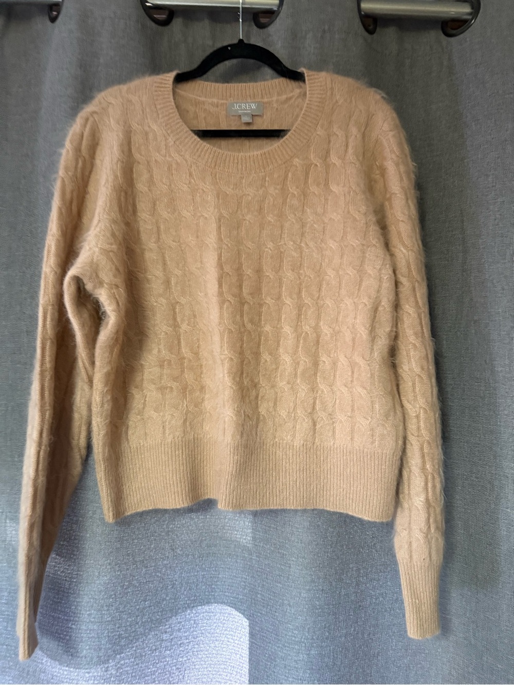 J. Crew Brushed Cashmere Women's Cable-Knit Sweater Mushroom